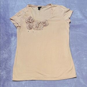 Ann Taylor Blush Floral Embellished Tee